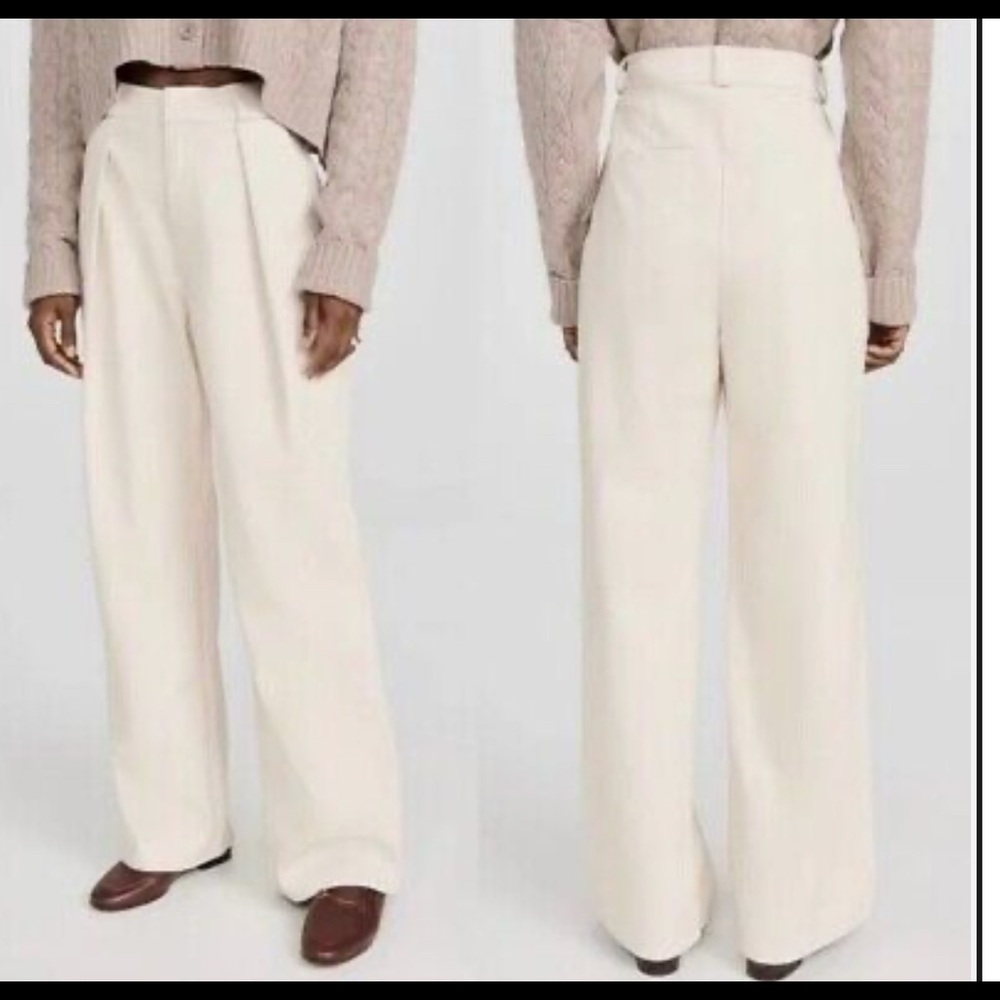 Mother High Waisted Egret Tunnel Vision Pleated Prep Faux Leather Pants Size 27